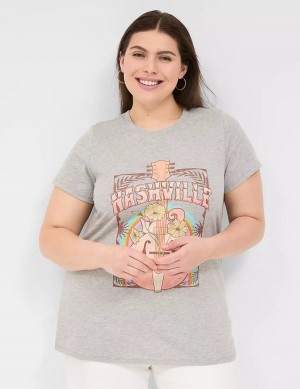 μπλουζακια γυναικεια Lane Bryant Nashville Graphic Tee ανοιχτο γκρι | CRM4520AI