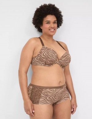 Κιλότα γυναικεια Lane Bryant No-Show Boyshort With Lace Trim βαθυ γκρι καφε | CDQ3660UT