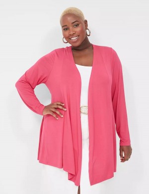 Μπουρνούζι γυναικεια Lane Bryant Open-Front Fit & Flare Overpiece ροζ | XPB7168PO