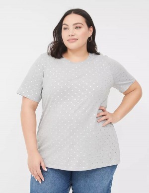 μπλουζακια γυναικεια Lane Bryant Perfect Sleeve Crew-Neck Tee γκρι | RUW965GZ