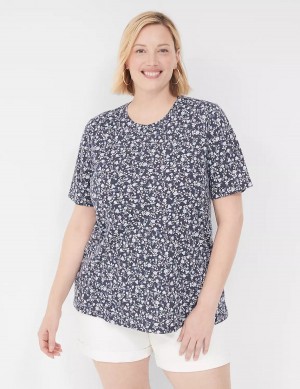 μπλουζακια γυναικεια Lane Bryant Perfect Sleeve Crew-Neck Tee μπλε μωβ | HGZ5518LU