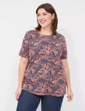 μπλουζακια γυναικεια Lane Bryant Perfect Sleeve Crew-Neck Tee πορτοκαλι Πολύχρωμο | ZBQ3644DU