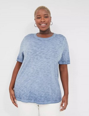 μπλουζακια γυναικεια Lane Bryant Perfect Sleeve Crew-Neck Wash Tee μπλε | SUW7281IK