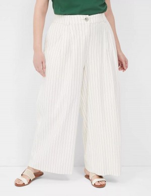 Παντελονι γυναικεια Lane Bryant Pleated Wide Leg ασπρα | MBF1790ZO