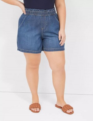 Σορτσ γυναικεια Lane Bryant Pull-On Fit Flirty Jean μπλε | WOL298QJ