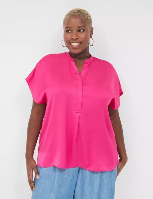 Μπλουζα γυναικεια Lane Bryant Relaxed Split-Neck Popover ροζ | JGW9337WE