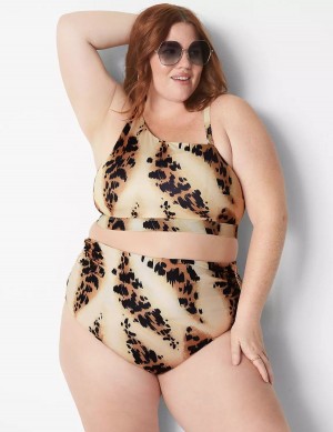 Κιλότα γυναικεια Lane Bryant Ruched Side High-Waist Swim καφε | QJN5945OF