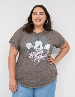 μπλουζακια γυναικεια Lane Bryant Scoop-Neck Mickey Graphic Tee γκρι | IZI855UQ