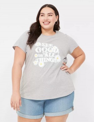 μπλουζακια γυναικεια Lane Bryant See Good In All Things Graphic Tee γκρι | KFK6266KB