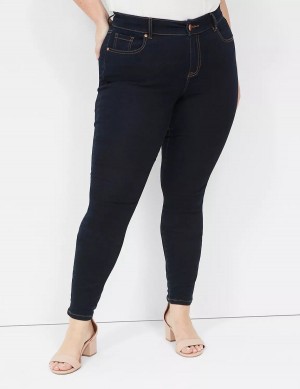 Τζιν γυναικεια Lane Bryant Signature Fit Sateen Skinny σκούρο μπλε | MGZ4495AG