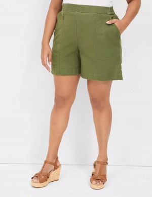 Σορτσ γυναικεια Lane Bryant Slub Pull-On πρασινο | IZG5960XE