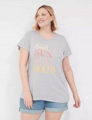 μπλουζακια γυναικεια Lane Bryant Sol Sun Graphic Tee γκρι | AFQ7976NO