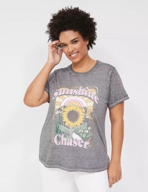 μπλουζακια γυναικεια Lane Bryant Sunshine Chaser Graphic Tee γκρι | OXK2477LR