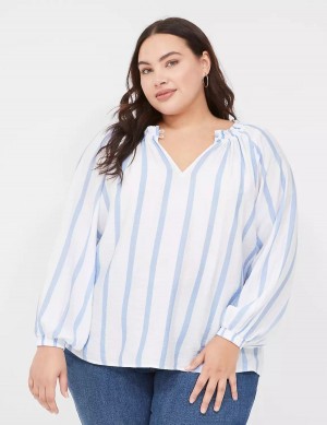 Μπλουζα γυναικεια Lane Bryant Swing-Sleeve Popover μπλε | GVW1855MY