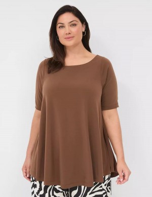 μπλουζακια γυναικεια Lane Bryant Swing Boatneck Top καφε | QJI157RQ