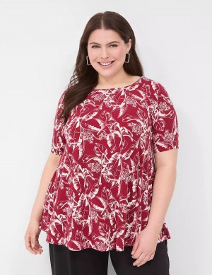 μπλουζακια γυναικεια Lane Bryant Swing Boatneck Top μπορντο | YUH7922HS