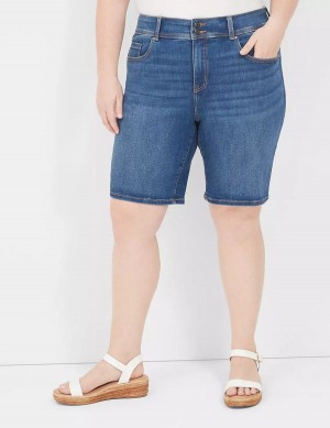 Σορτσ γυναικεια Lane Bryant Tighter Tummy Fit High-Rise Bermuda Jean μπλε | WBM6033AN