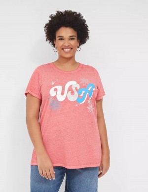 μπλουζακια γυναικεια Lane Bryant USA Graphic Tee κοκκινα | WYK6190DM