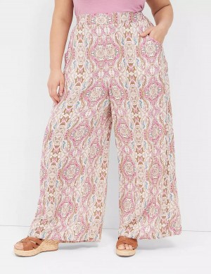 Παντελονι γυναικεια Lane Bryant Wide Leg Vacation ροζ | IZS6852NP