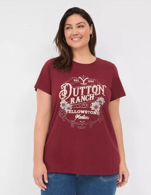 μπλουζακια γυναικεια Lane Bryant Yellowstone Dutton Ranch Graphic Tee κοκκινα | OHC433GQ