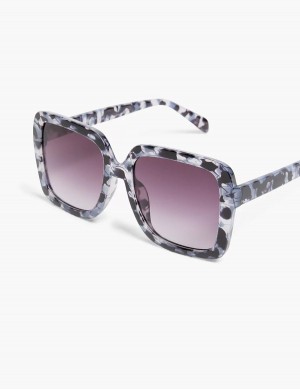 Γυαλια Ηλιου γυναικεια Lane Bryant Black & Grey Tortoiseshell Print Square μαυρα | BXM456WV