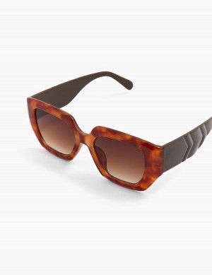 Γυαλια Ηλιου γυναικεια Lane Bryant Blonde Tortoiseshell Print Square καφε | SSW8687MP