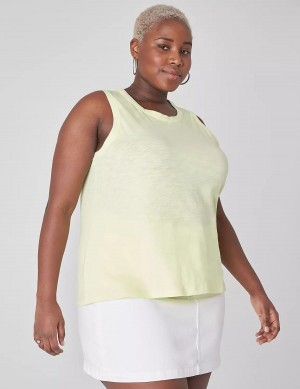 Μπλουζακια Αμανικα γυναικεια Lane Bryant Crew-Neck ανοιχτο πρασινο κίτρινα | IFC3157MT