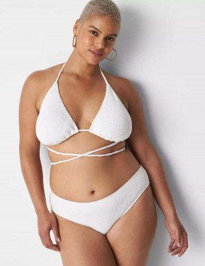 Μπικινι Τριγωνο γυναικεια Lane Bryant Crinkle Dipped Tanga Swim ασπρα | ZGF9315XU