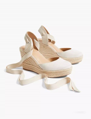 Πεδιλα Πλατφορμεσ γυναικεια Lane Bryant Dream Cloud Ankle-Tie Espadrille ασπρα | KJS4850JJ