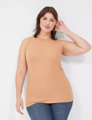 Μπλουζακια Αμανικα γυναικεια Lane Bryant Fitted High-Neck Rib καφε | ASW684AR