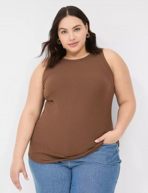 Μπλουζακια Αμανικα γυναικεια Lane Bryant Fitted High-Neck Rib καφε | MVP7053PI