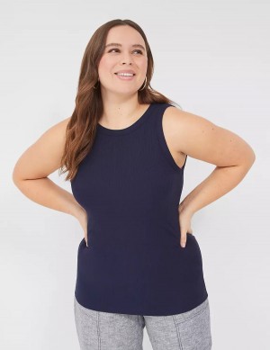 Μπλουζακια Αμανικα γυναικεια Lane Bryant Fitted High-Neck Rib μπλε | NRO7149IA