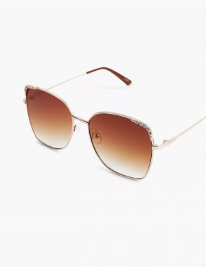 Γυαλια Ηλιου γυναικεια Lane Bryant Goldtone & Bling Butterfly Aviator χρυσο χρωμα | UNF7614WX