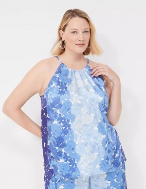 Μπλουζακια Αμανικα γυναικεια Lane Bryant Halter-Neck Top μπλε | STZ4835RC