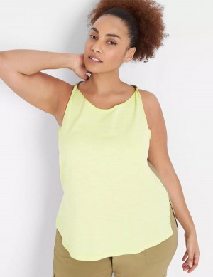 Μπλουζακια Αμανικα γυναικεια Lane Bryant LIVI Boatneck Twist-Shoulder ανοιχτο πρασινο | DFL7497TY