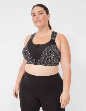 Αθλητικο Σουτιεν γυναικεια Lane Bryant LIVI Max Support Comfort Zip-Front μαυρα | DAW5131PL