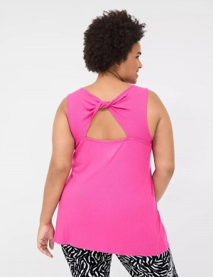 Μπλουζακια Αμανικα γυναικεια Lane Bryant LIVI Twist-Back Rib φουξια ροζ | TXG9360VM