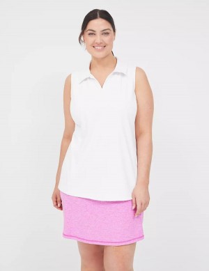 Μπλουζακια Αμανικα γυναικεια Lane Bryant LIVI V-Neck Recycled LIVI Soft Polo ασπρα | UDH6255HZ