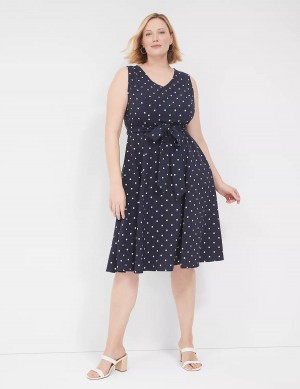 Μίντι Φόρεμα γυναικεια Lane Bryant Lena Sleeveless Level-Hem σκουρο μπλε | BVT3348GK