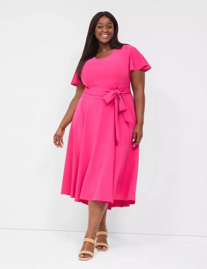 Μίντι Φόρεμα γυναικεια Lane Bryant Lena V-Neck High-Low ροζ | SEN8327YQ