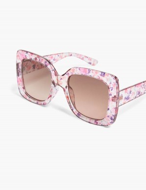 Γυαλια Ηλιου γυναικεια Lane Bryant Pink Floral Oversized Square ροζ Πολύχρωμο | IYT568LS