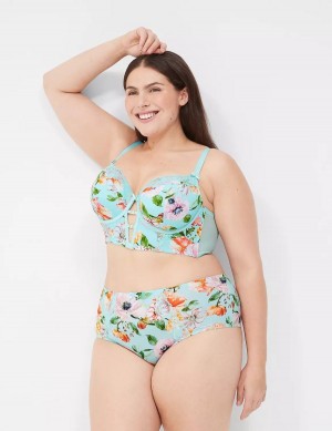 Σουτιέν Μπαλκονέτ γυναικεια Lane Bryant Printed Boost Longline τυρκουάζ | ZKB8330PO