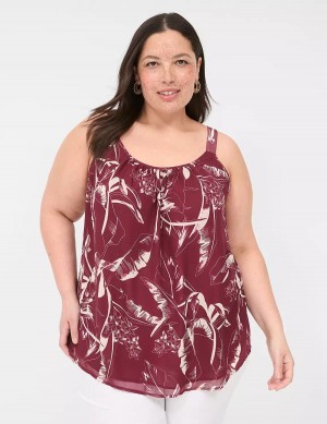 Μπλουζακια Αμανικα γυναικεια Lane Bryant Scoop-Neck Cami μπορντο | BHP6713DK