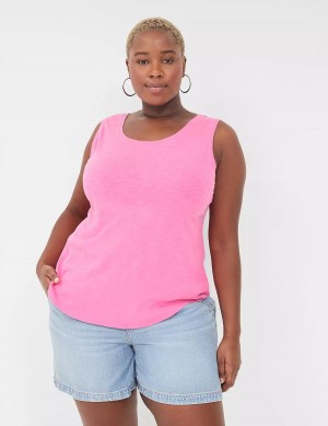 Μπλουζακια Αμανικα γυναικεια Lane Bryant Scoop-Neck ροζ | NWR3181QN