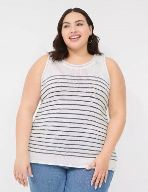 Μπλουζακια Αμανικα γυναικεια Lane Bryant Striped ασπρα | FXB1044UM