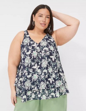 Μπλουζακια Αμανικα γυναικεια Lane Bryant Swing Double-Layer Chiffon σκουρο μπλε μωβ | IYU1887TL