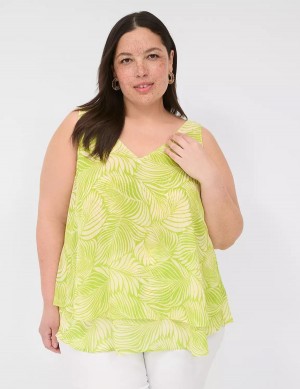 Μπλουζακια Αμανικα γυναικεια Lane Bryant Swing Double-Layer Chiffon ανοιχτο πρασινο | RSH1080UU