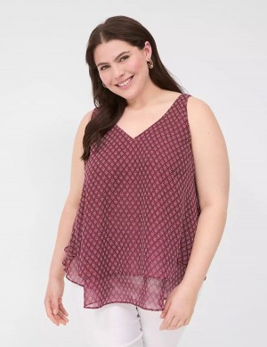 Μπλουζακια Αμανικα γυναικεια Lane Bryant Swing Double-Layer Chiffon μπορντο | IKW4160LY