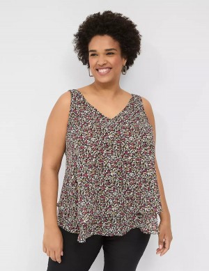 Μπλουζακια Αμανικα γυναικεια Lane Bryant Swing Double-Layer Chiffon μαυρα Πολύχρωμο | CZC9817AJ