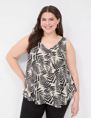 Μπλουζακια Αμανικα γυναικεια Lane Bryant Swing Double-Layer Chiffon μαυρα | GMS3740HV